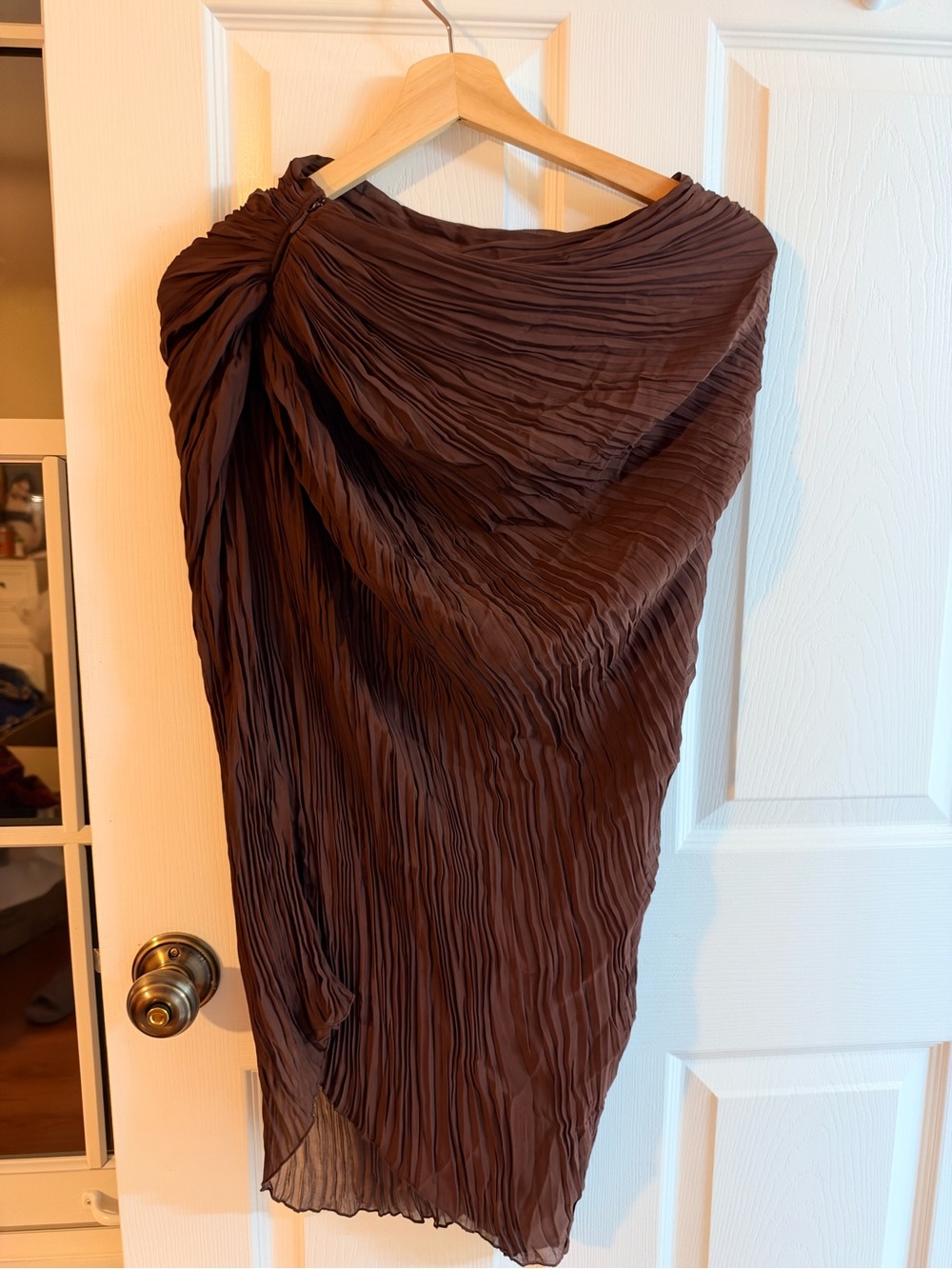 Zara Chocolate Brown Pleated Pencil Skirt